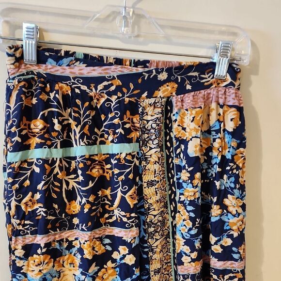 JASSE Floral Patchwork PANTS- Multicolor with pockets inseam 24 - Picture 1 of 5